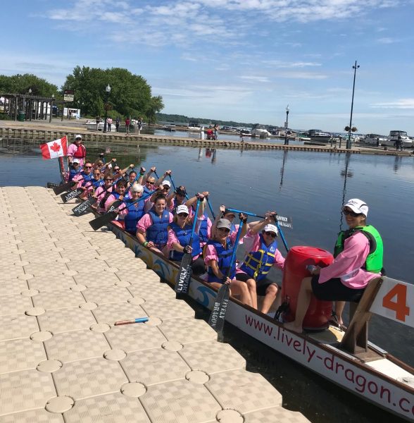 Dragon Boat paddlers at dock