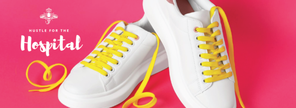 Hustle for the Hospital with white sneaker