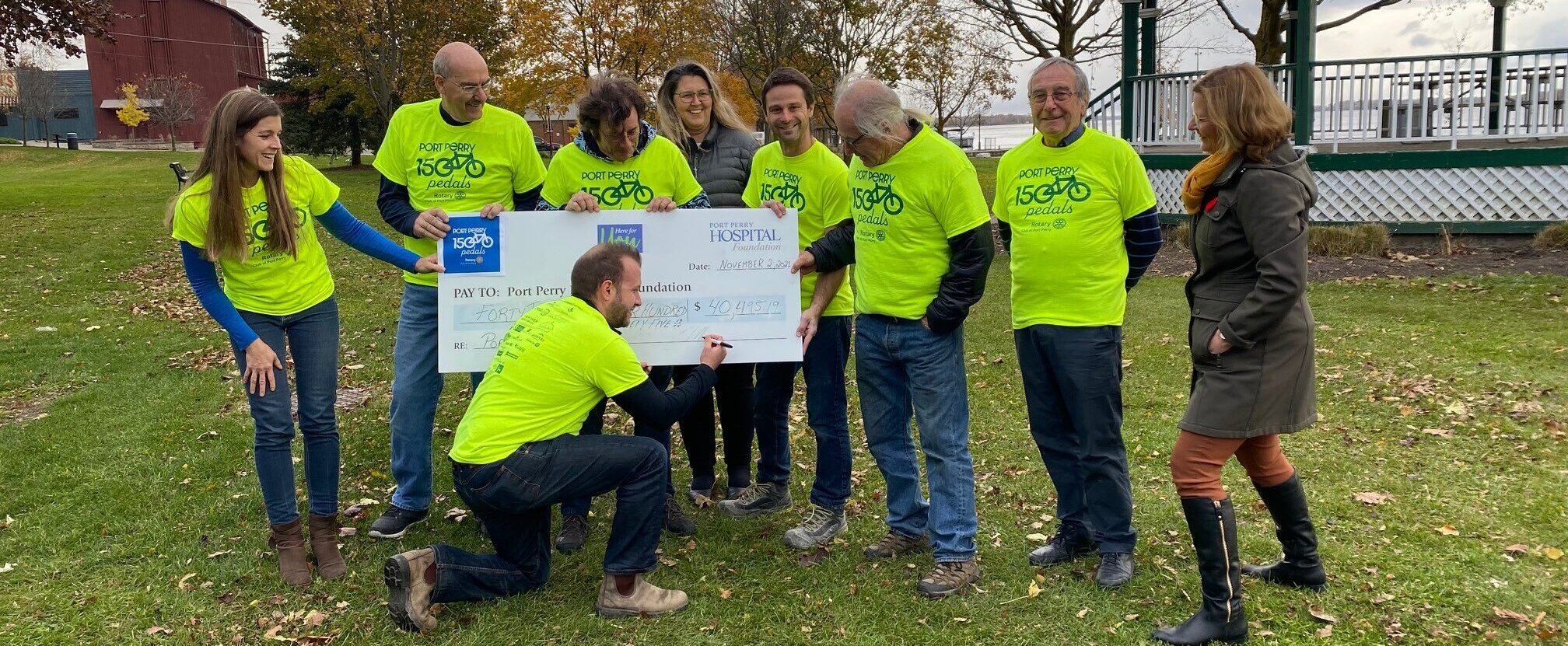 Port Perry Pedals Donatingevent proceeds with a big check