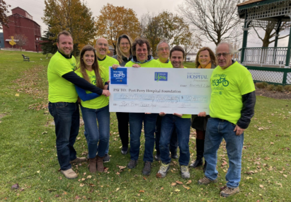 Port Perry Petals cheque presentation at the Port Perry lakefront