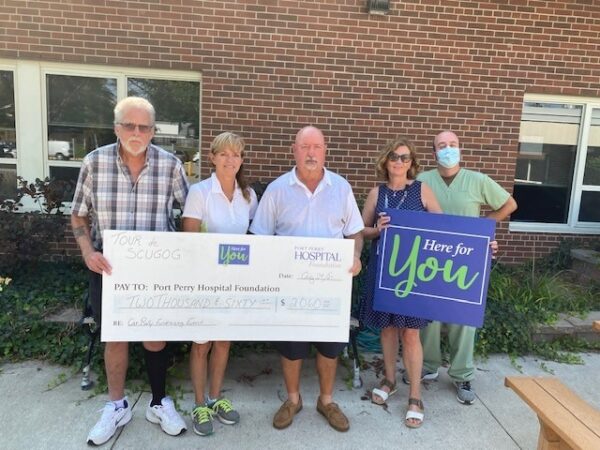 Tour de Scugog cheque presentation for the Here for You campaign