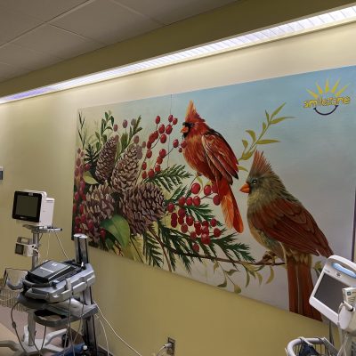 Birds in Winter Bouquet Mural