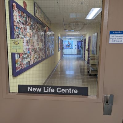 A peek into the New Life Centre through the door of the unit.